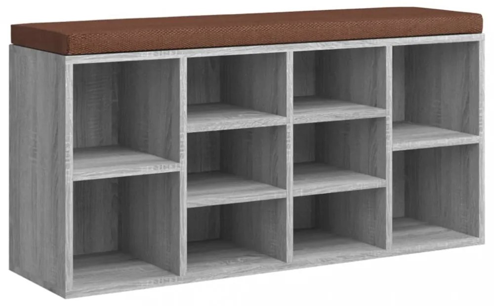szürke sonoma színű cipőtároló pad 103 x 30 x 48 cm