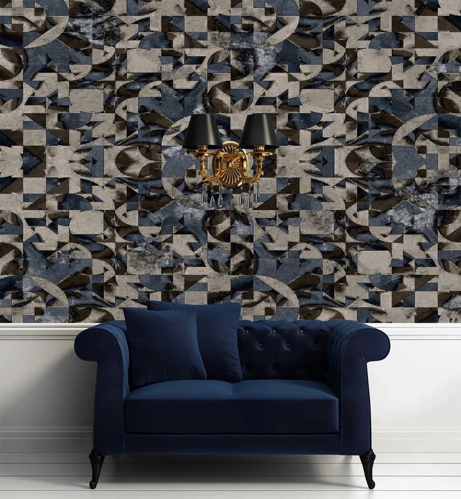 Gario Fotótapéta Szürke barna geometrikus fantázia Anyag: Vlies, Méret: 100 x 70 cm