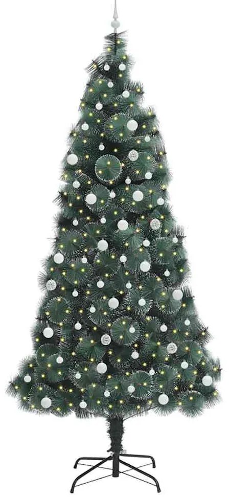 Mesterséges, előre világított karácsonyfa gömbökkel Zöld 240 cm