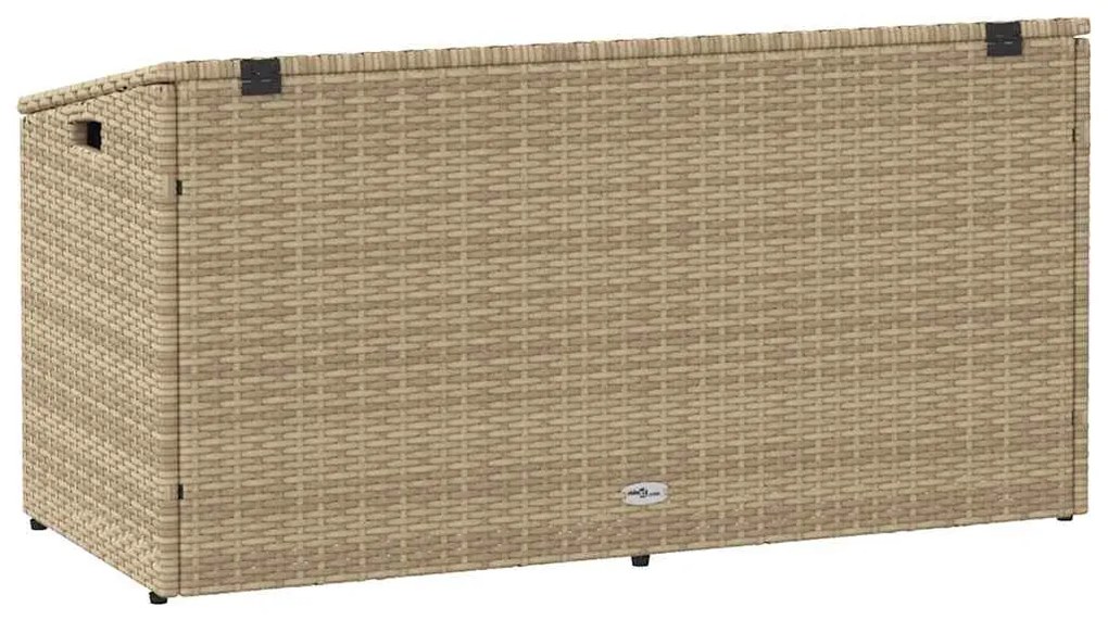 bézs polyrattan kerti tárolóláda 110x50x58 cm