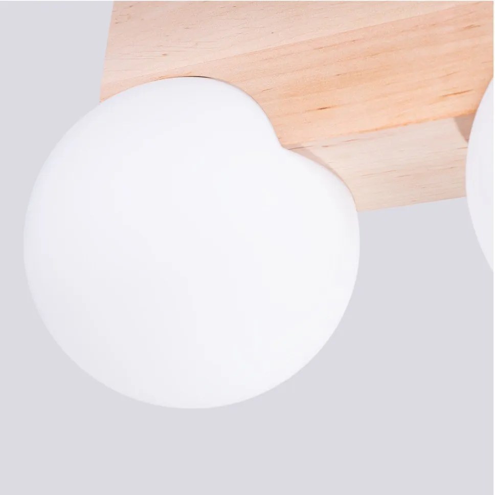 Fehér-natúr színű mennyezeti lámpa üveg búrával ø 12 cm Solum – Sollux