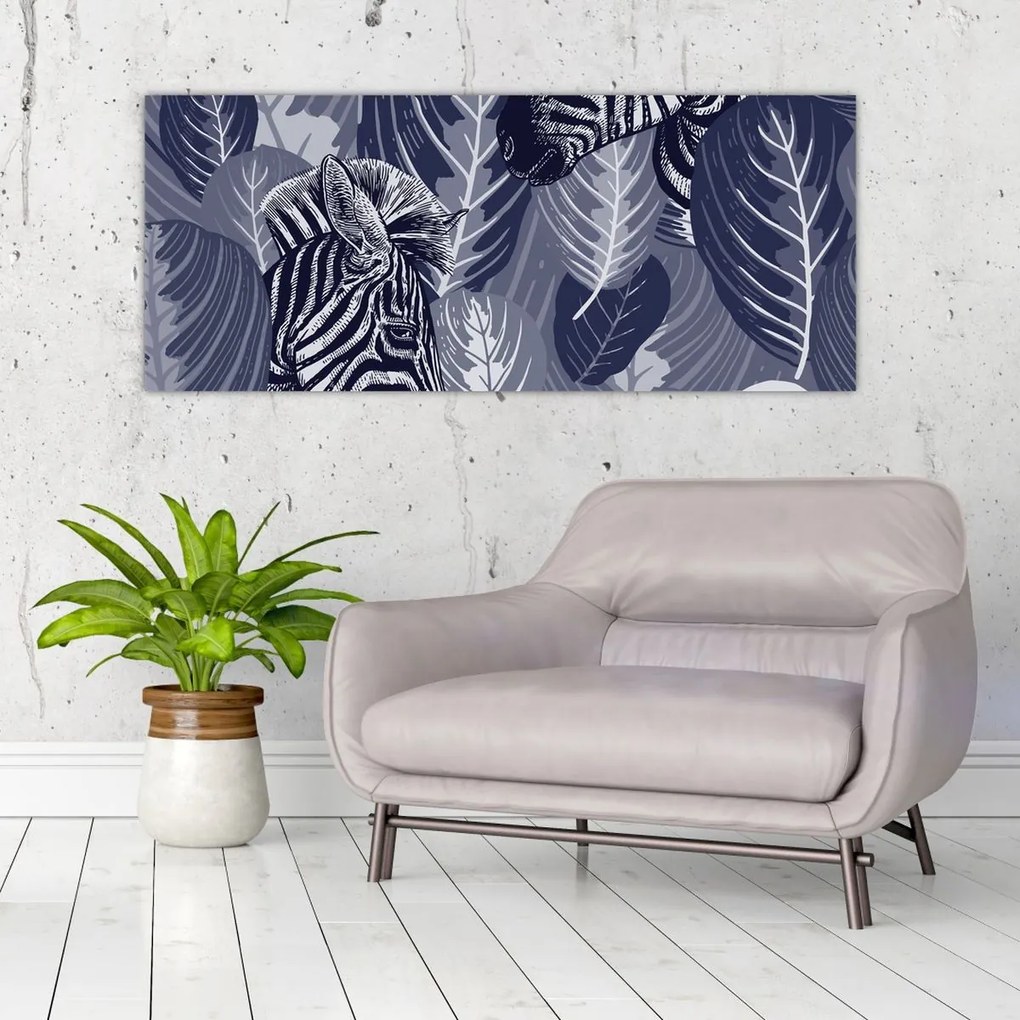 Kép - Kék zebrák (120x50 cm)