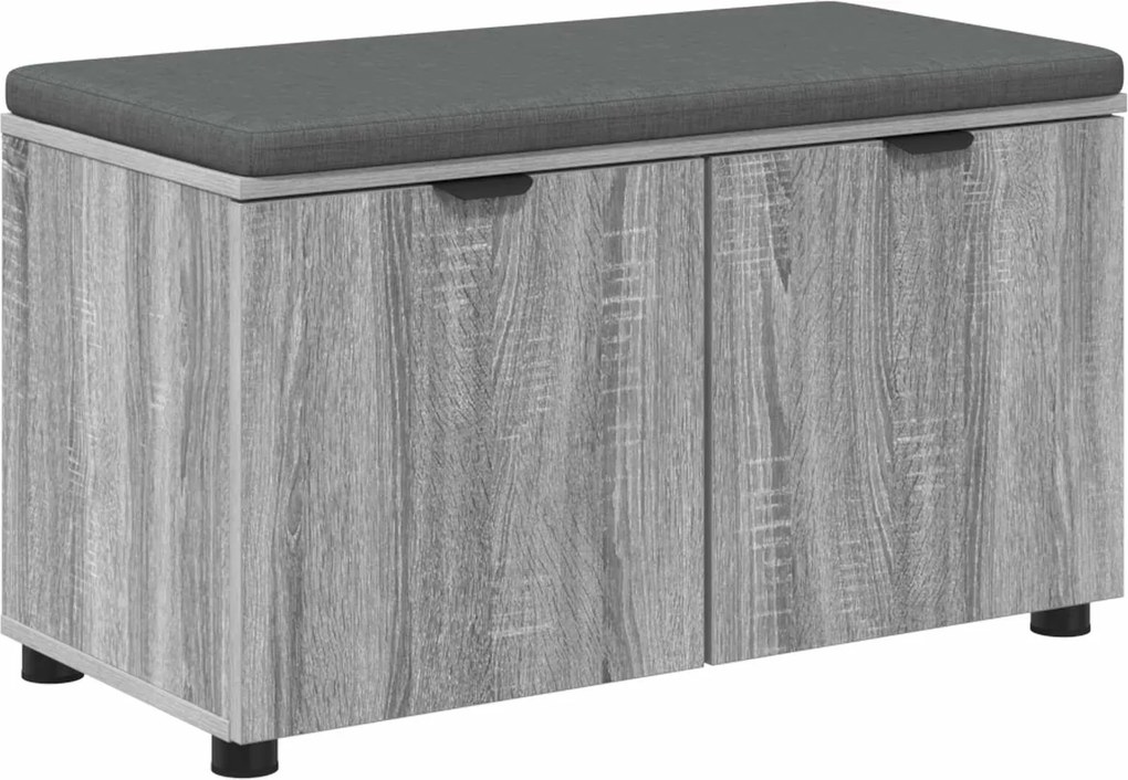 vidaXL Előtér pad Szürke Sonoma 80 x 38 x 46 cm Műanyag Fa és Szövet
