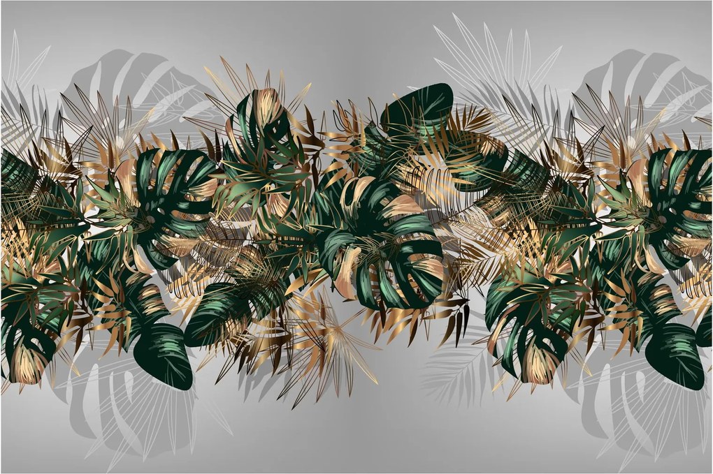 Kép - Gold-green, trópusi levelek (90x60 cm)