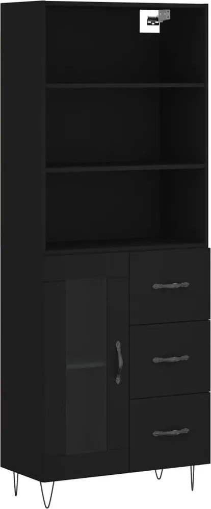 vidaXL fekete szerelt fa magasszekrény 69,5 x 34 x 180 cm
