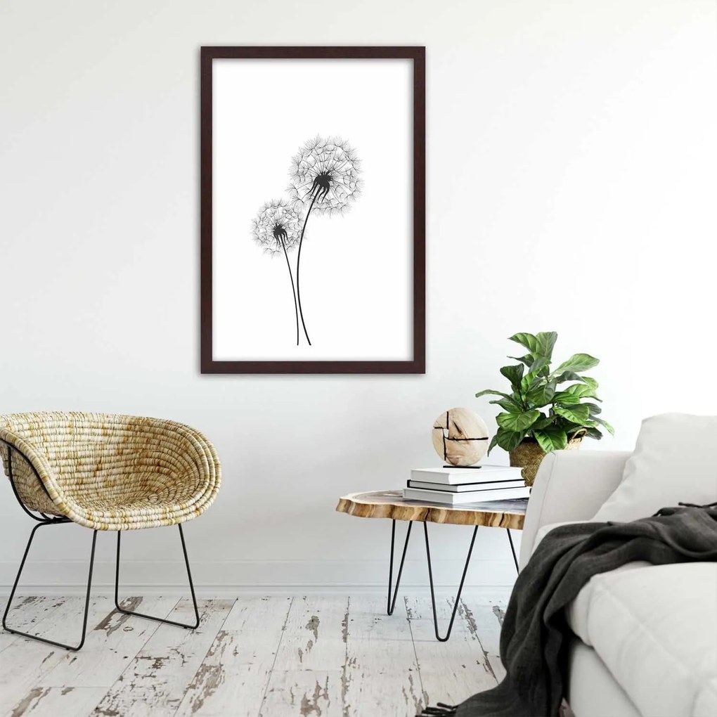 Gario Poszter Rajzolt két pitypang A keret színe: Természetes, Méret: 40 x 60 cm