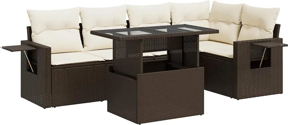 vidaXL 6 részes barna polyrattan kerti ülőgarnitúra párnával