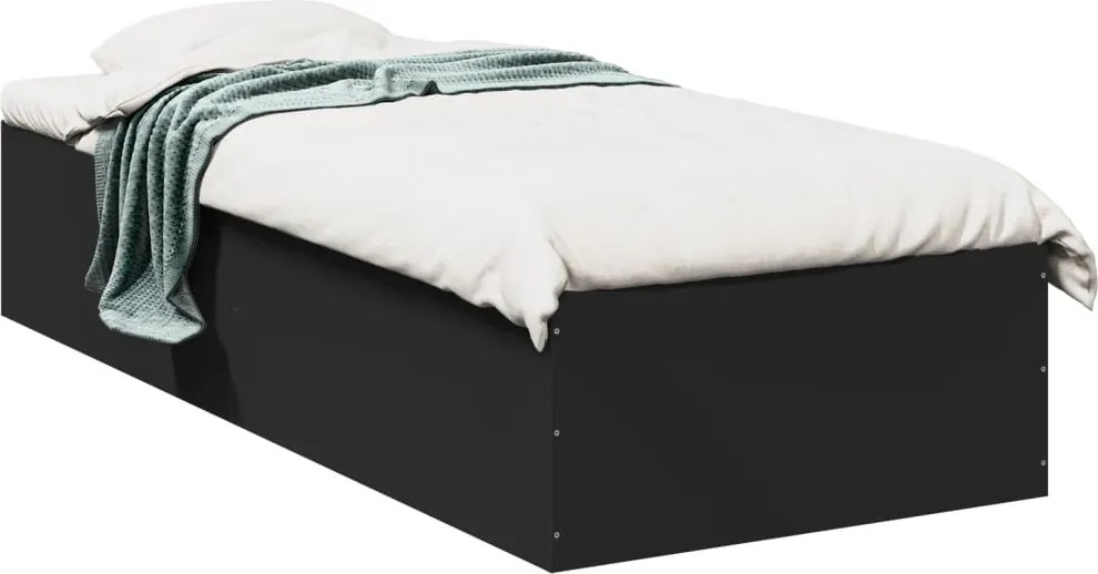 vidaXL fekete szerelt fa ágykeret 75 x 190 cm