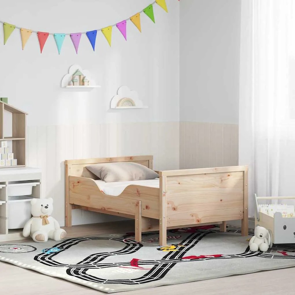 Ágykeret matracmal fejtámlával Barna 80 x 200 cm Tömör fenyőfa