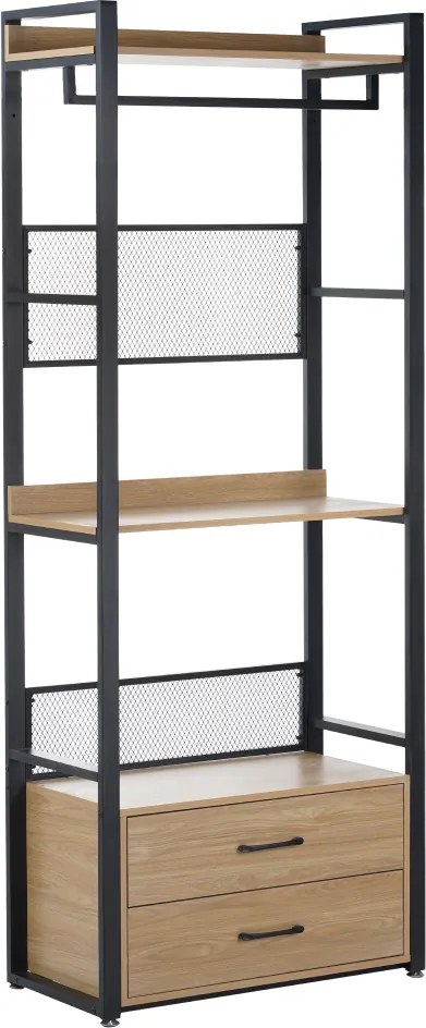 Polcállvány fiókokkal, tölgy/fekete, KILOS NEW TYP 1