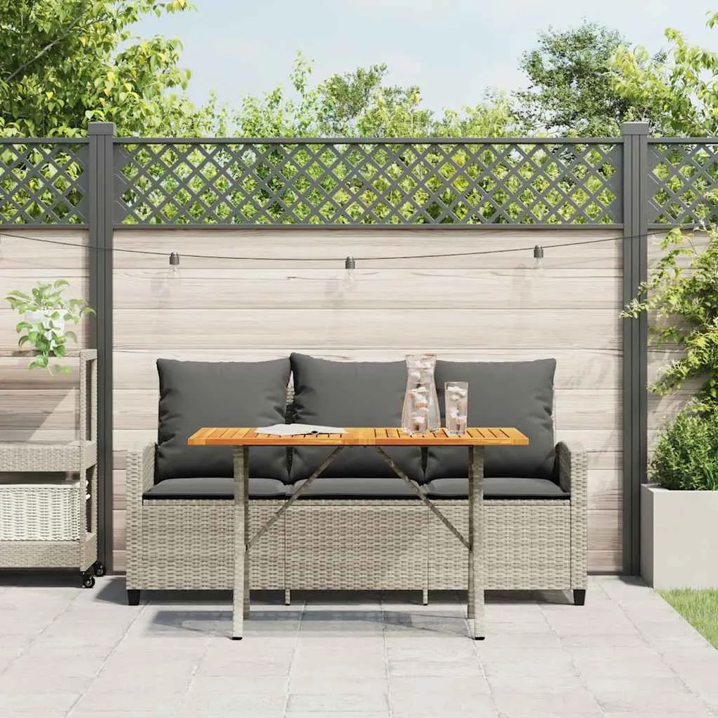 3 személyes szürke polyrattan kerti kanapé asztallal&amp;párnával