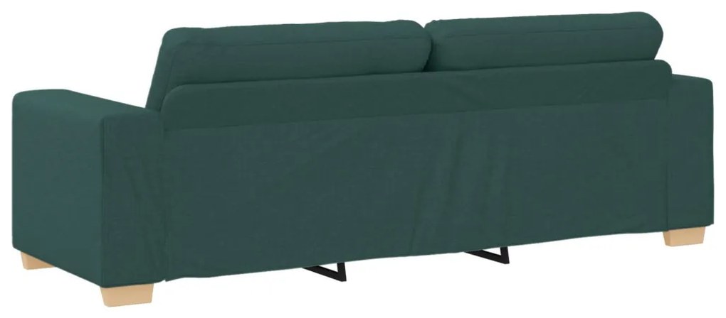 3-Darabos Sofa Szett Párnákkal - Sötét Zöld Szövet