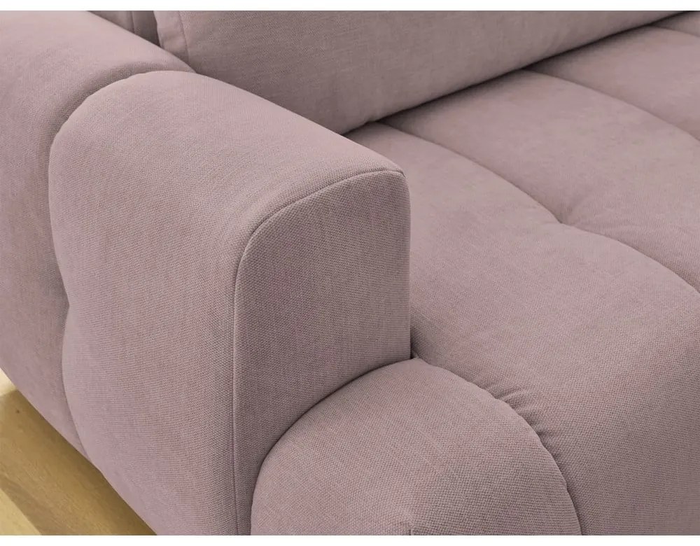 Rózsaszín kinyitható-tárolóhelyes sarokkanapé (jobb oldali-L alakú) Fuji – Bobochic Paris