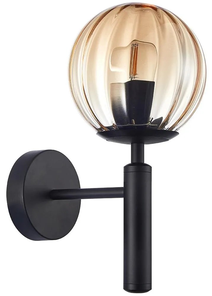 ITALUX WL-2324-1 BK+AMB - Fali lámpa RAVENA 1xE27/10W/230V fekete