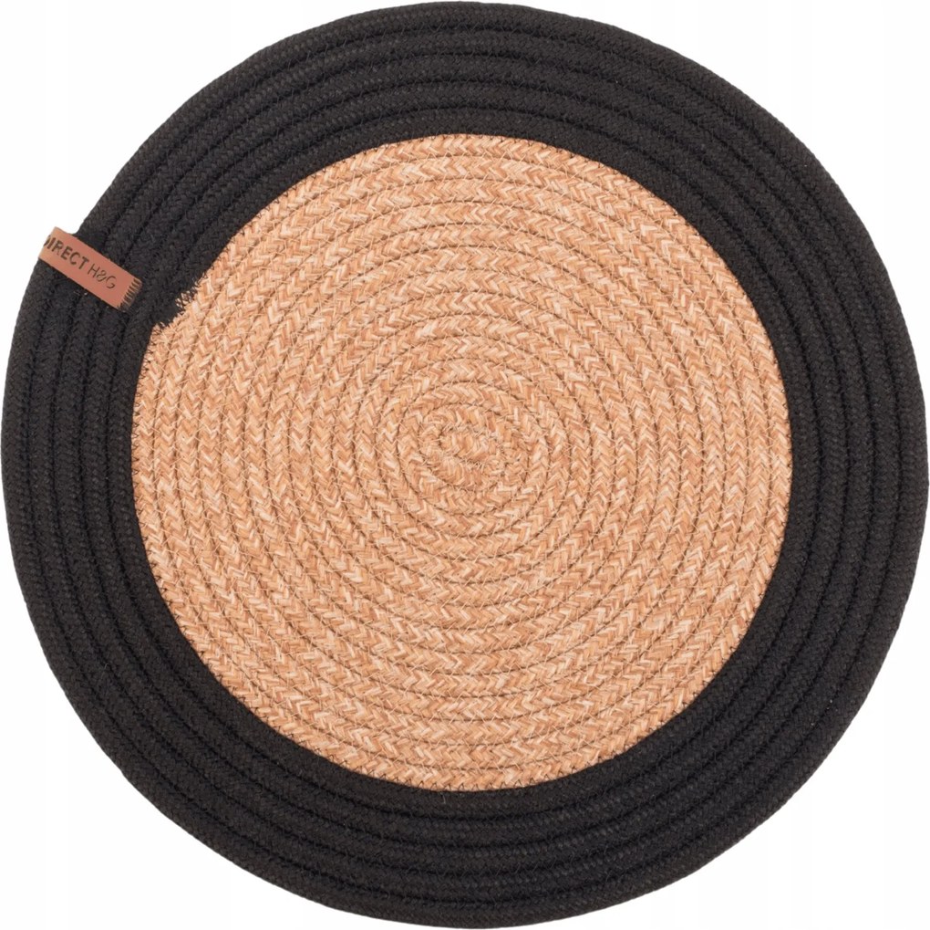 Asztali alátét Leila 35 cm fekete kerek elegáns asztali szőnyeg