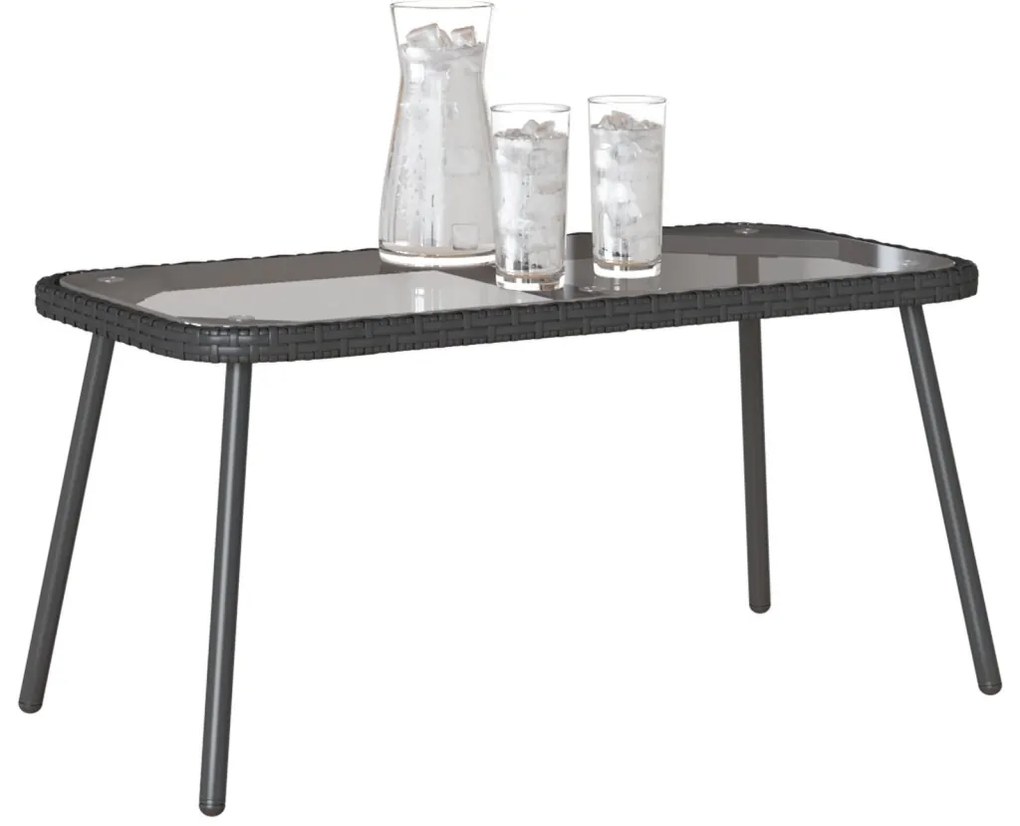 Fekete Dohányzóasztal 90x45x42 cm Polirattan