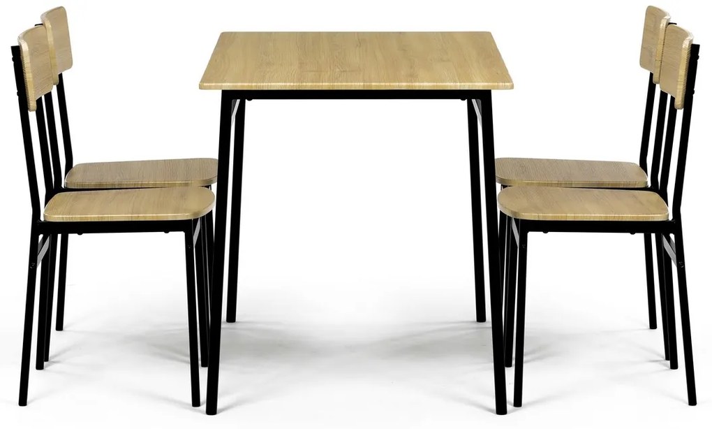 Étkezőgarnitúra Industrial 4 székkel, 110 x 70 x76 cm, vad tölgyfa