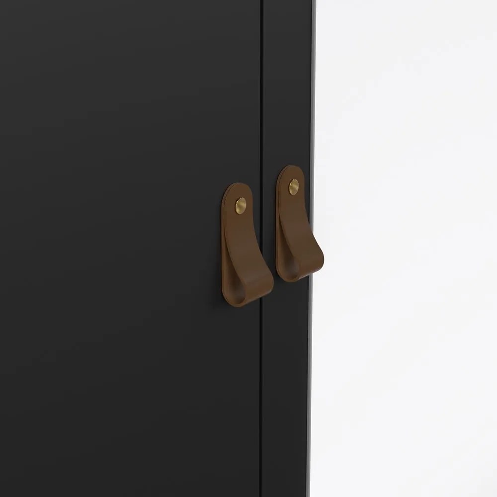 Fekete ruhásszekrény tükörrel 150x199x58 cm Madrid – Tvilum