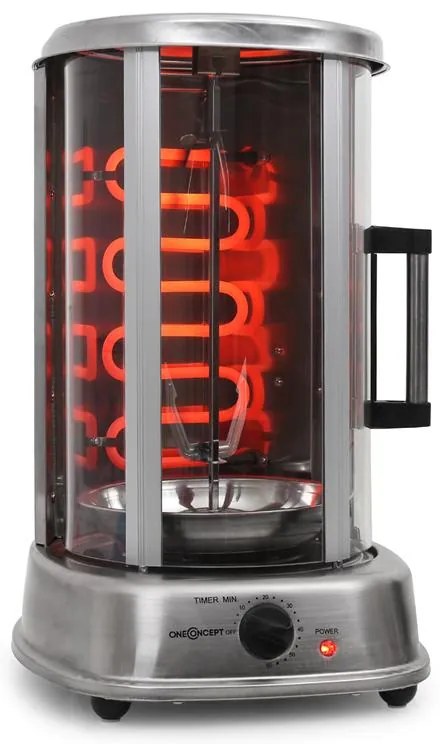 OneConcept Kebap Master Pro, vertikális grill, 1500 W, ezüst