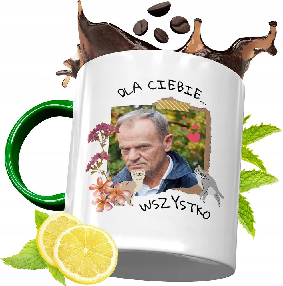 Donald Tusk Zöld Bögre Ajándék Nyomtatott Fotóval