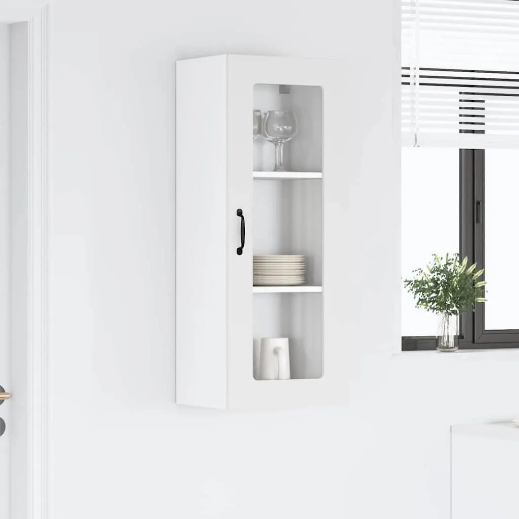 Fali konyhaszekrény Magas Fényű Fehér 40 x 31 x 100 cm Faanyag