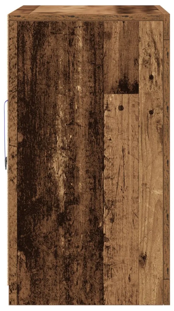 LED világítással ellátott oldalszekrény, öreg fa 60,5x37x67 cm