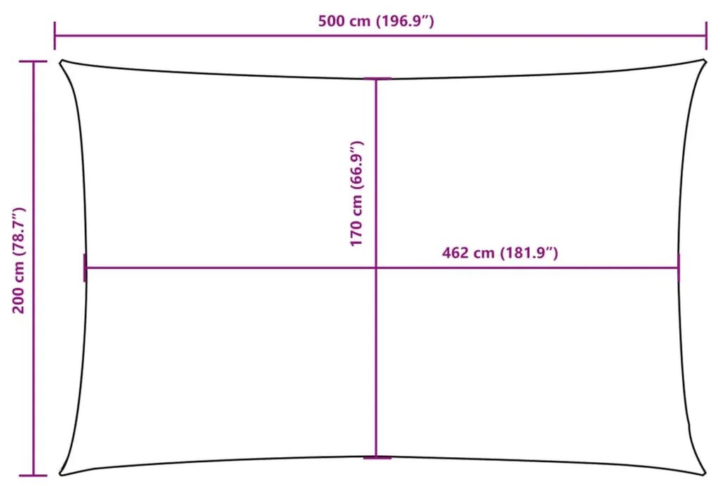 bézs téglalap alakú oxford-szövet napvitorla 2 x 5 m