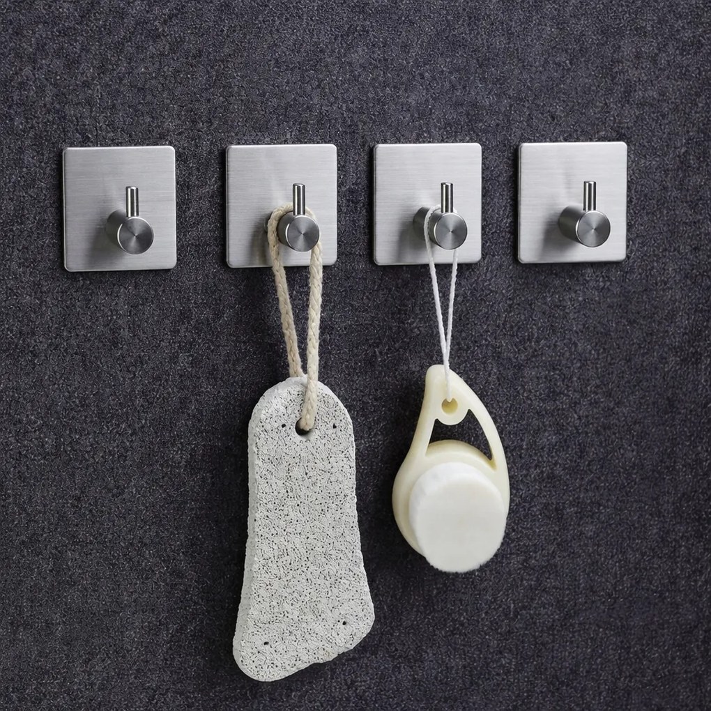 4 db Akasztós öntapadós törölközőtartó fürdőszoba ,konyha ezüst