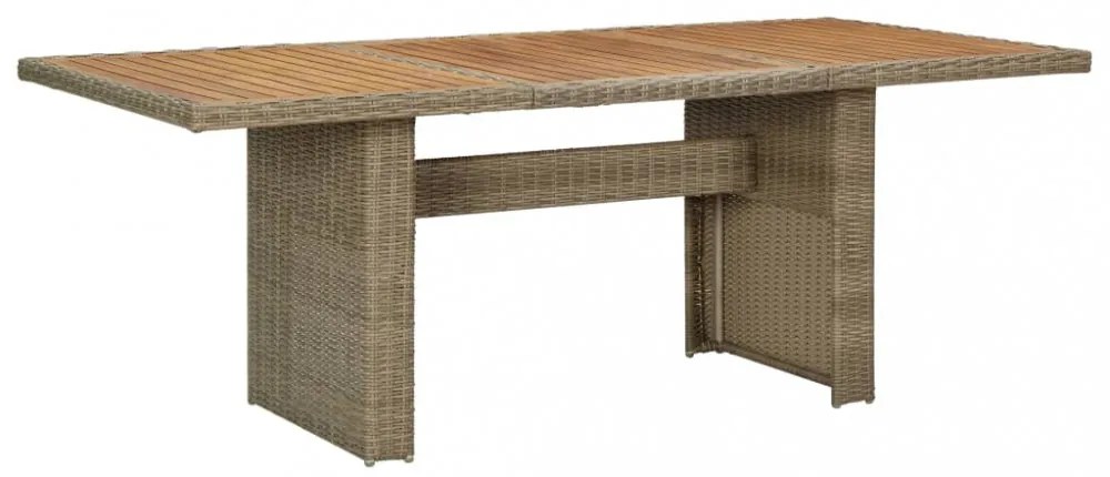 barna polyrattan kerti étkezőasztal 200 x 100 x 74 cm