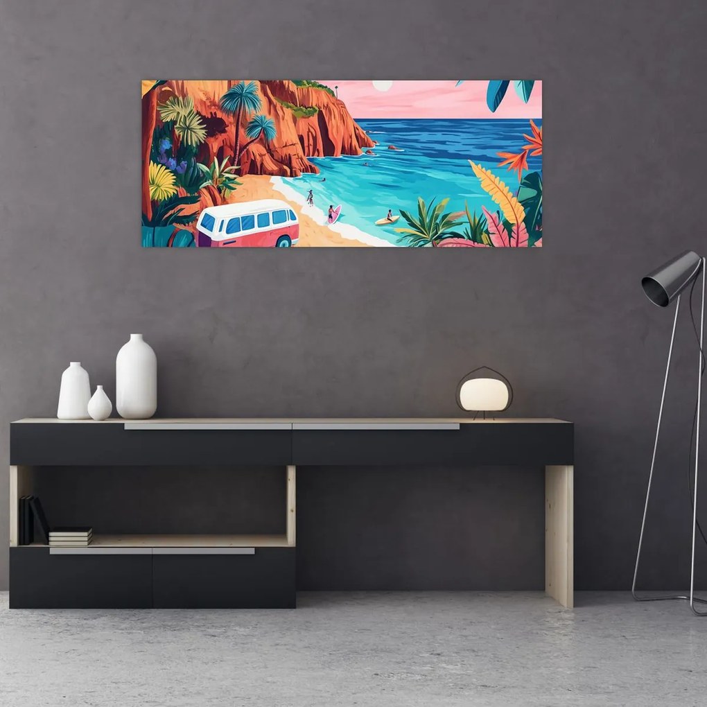 Kép - Lakóautó az óceánnál (120x50 cm)