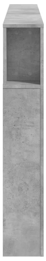 betonszürke szerelt fa LED-es fejtámla 200 x 18,5 x 103,5 cm