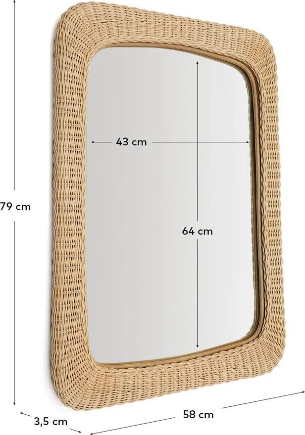 Fali tükör rattan kerettel 58x79 cm Zilna – Kave Home