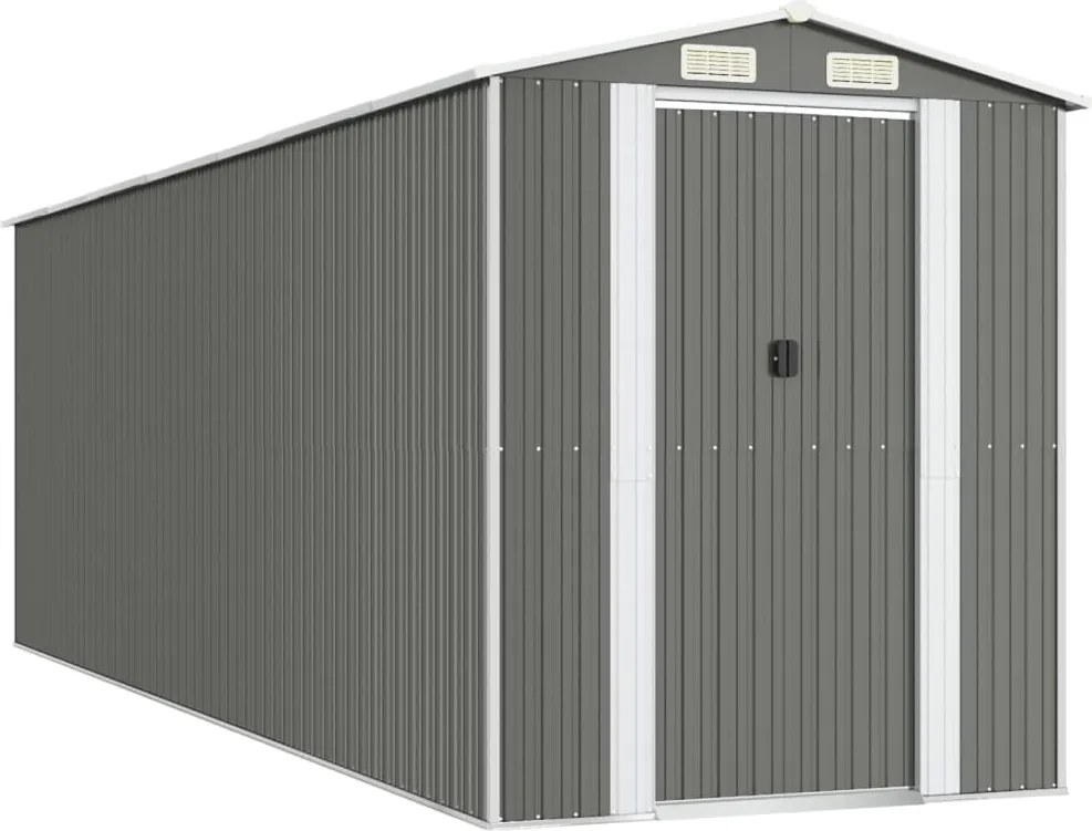 vidaXL világosszürke horganyzott acél kerti fészer 192 x 606 x 223 cm