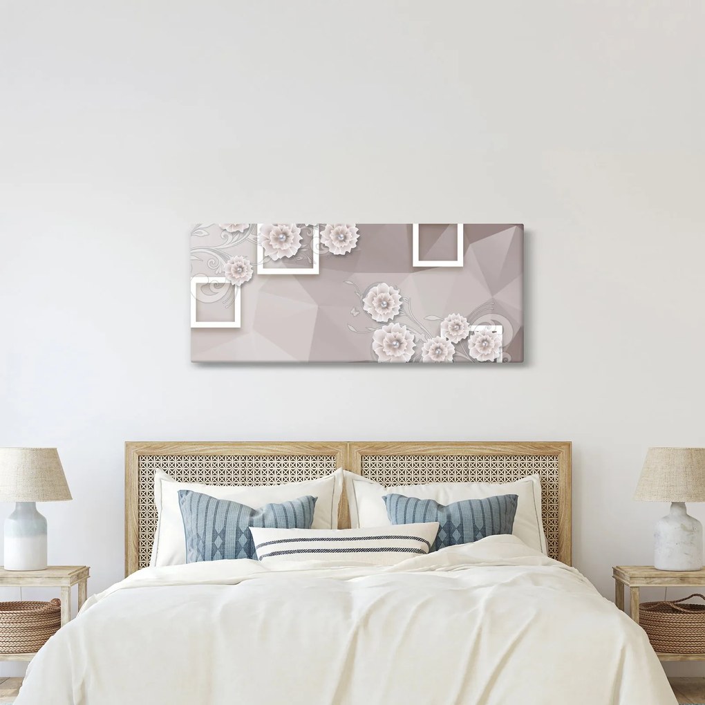Kép bézs virágokkal (120x50 cm)