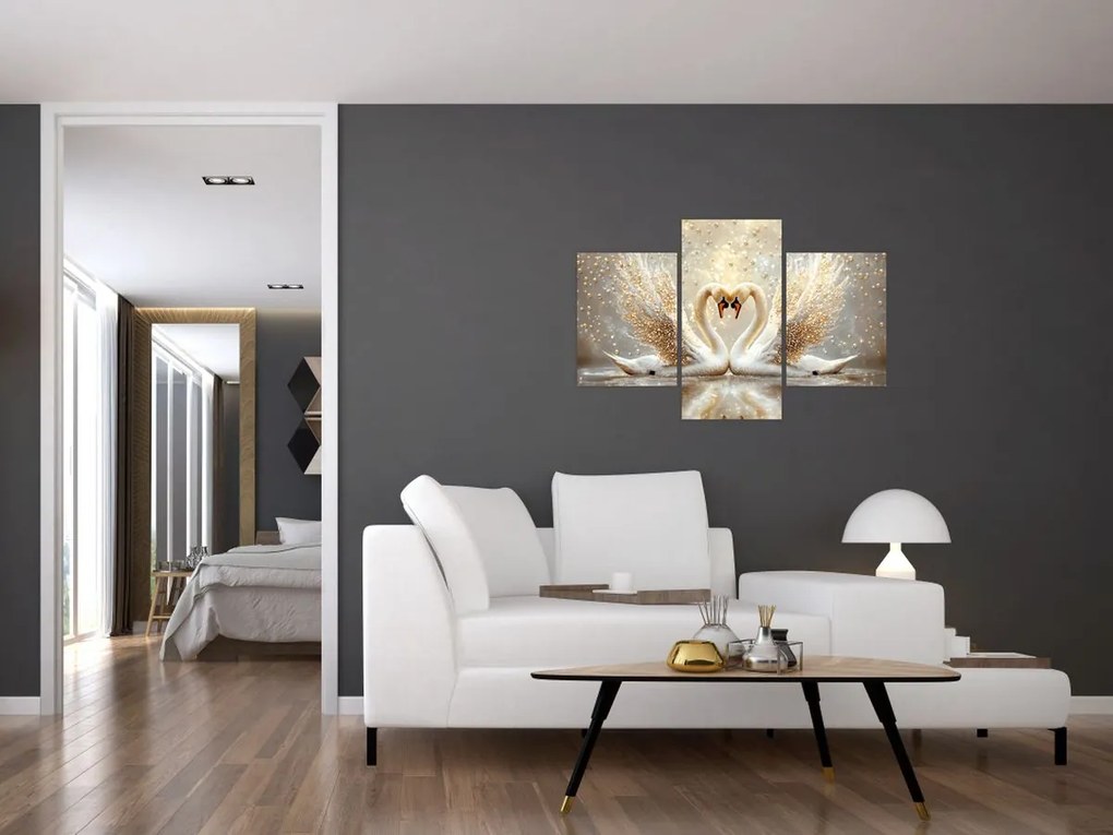 Kép - Arany hattyúk (90x60 cm)