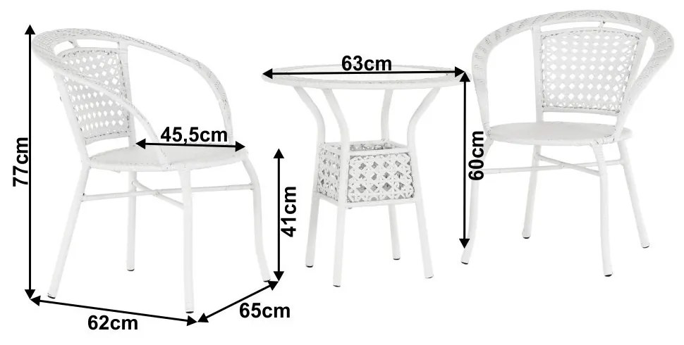 Kerti bútor szett LT3922 fehér rattan