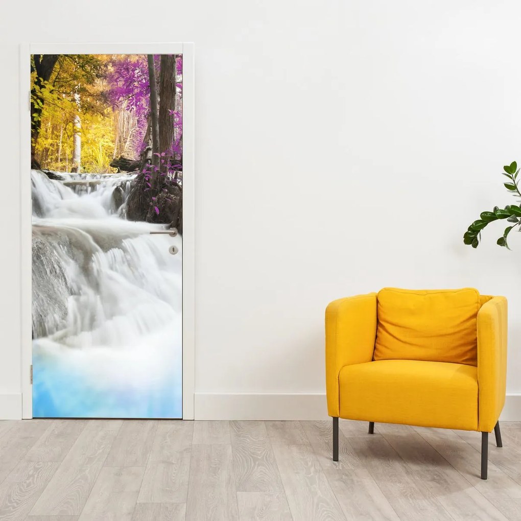Fotótapéta ajtóra - Erawan, vízesés az erdőben (95x205cm)