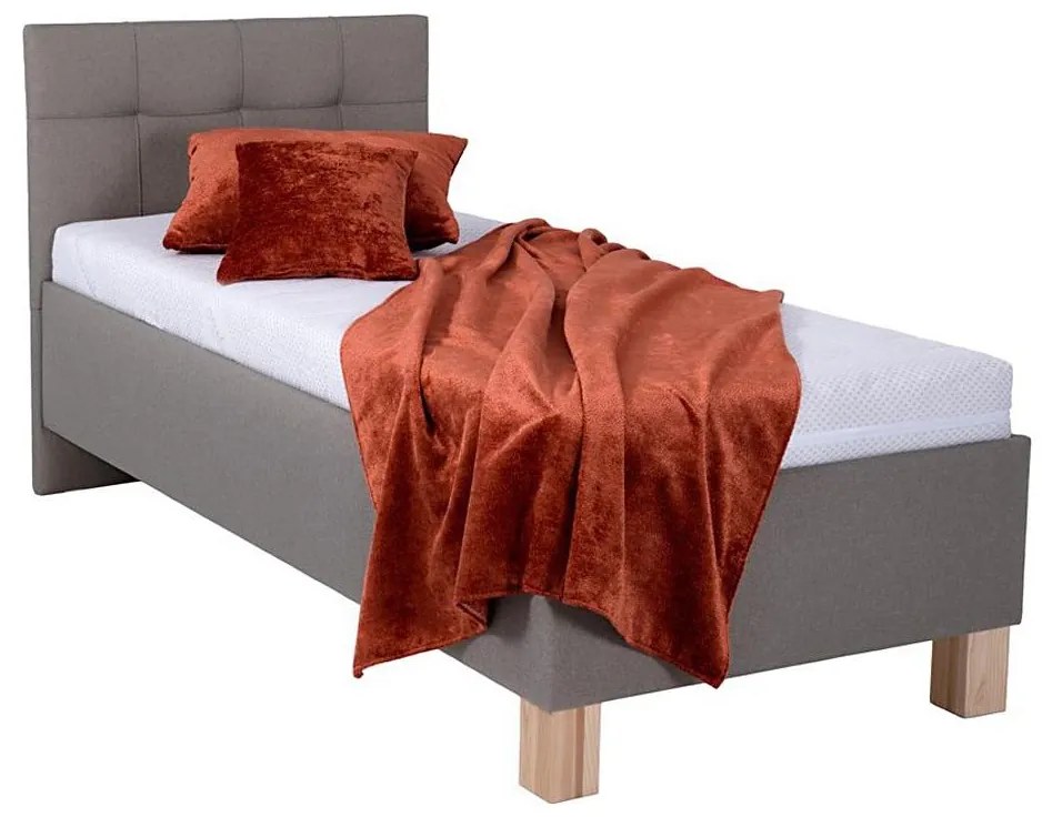 Kárpitozott ágy matraccal és tárolóhellyel MARIA ONE 90x200 cm taupe