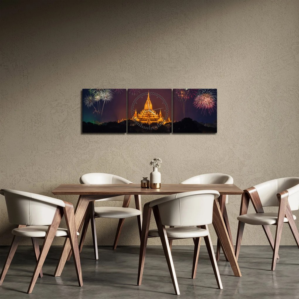 Ázsiai tűzijáték képe (órával) (90x30 cm)