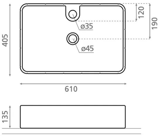 Bathco 4161 - CIRCUS pult fölé szerelhető mosdó 61x40,5 cm porcelán/bézs