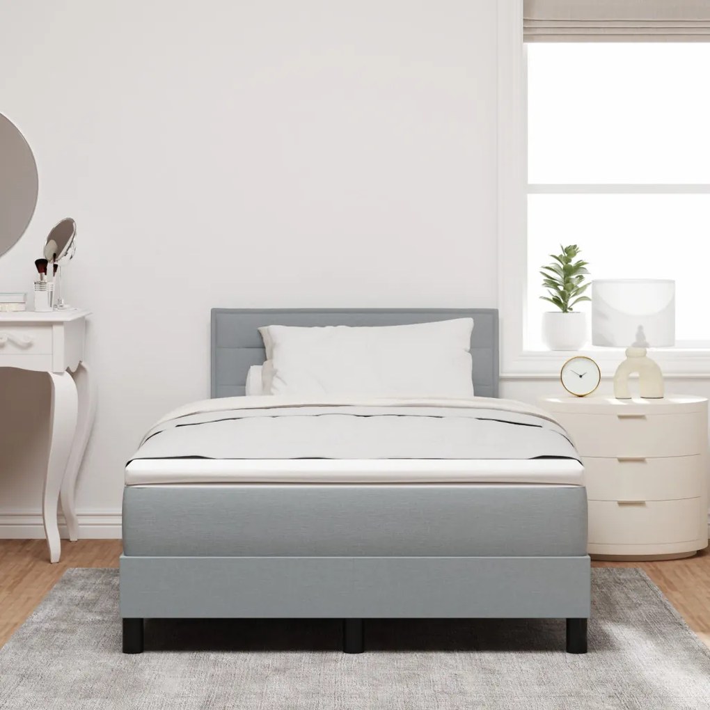Box Spring Ágy Matraccal és LED Fénnyel Szürke 120x200 cm Szövet