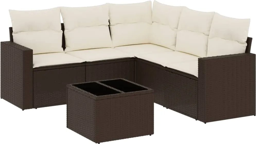 vidaXL 6 részes barna polyrattan kerti ülőgarnitúra párnával