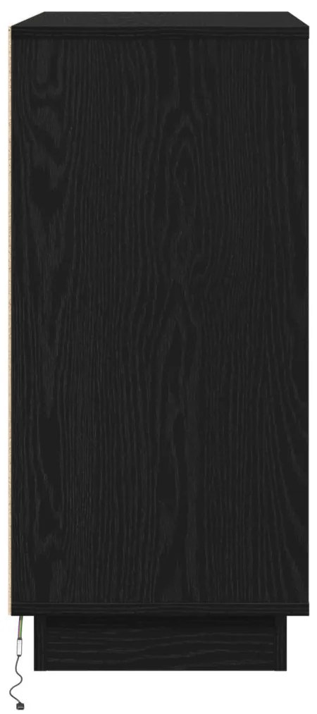 Oldalszekrény LED-fénnyel, Fekete Tölgy, 71x34,5x75 cm, Mérnöki Fa