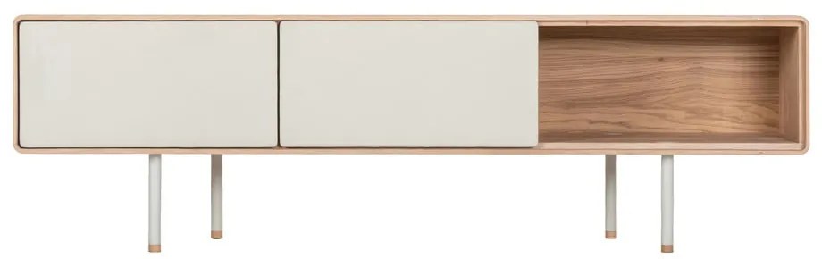 Fehér-natúr színű tölgyfa TV-állvány 160x48 cm Fina – Gazzda