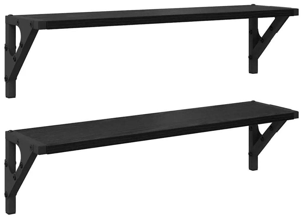 vidaXL Falpolcok 2 pcs Fekete tölgy 60 x 15 x 15,5 cm Faanyag