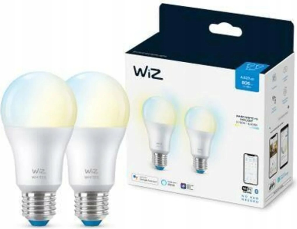 WiZ Set 2x Led izzó E27 A60 8W (60W) 806lm 2700-6500K IP20, szabályozható fényerővel