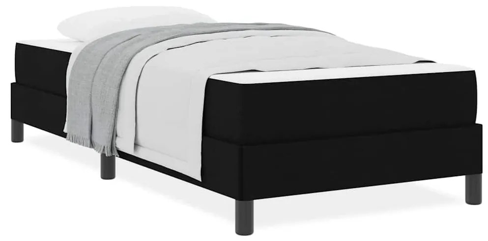 Boxrugós ágy matracmal Fekete 90 x 190 cm szövet