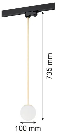 Argon 4308 - Csillár rúdon sínrendszerhez BANG 1xG9/6W/230V sárgaréz