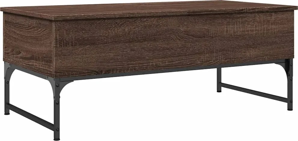 vidaXL barna tölgy szerelt fa és fém dohányzóasztal 100 x 50 x 40 cm
