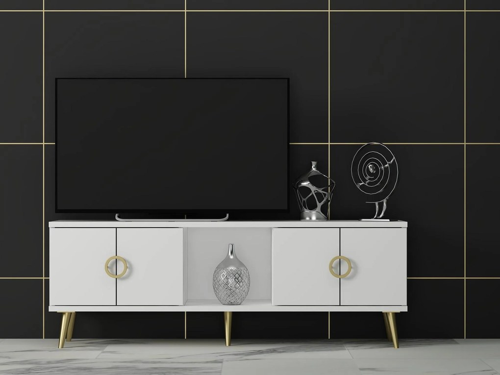 TV asztal/szekrény Tesobu (fehér) . Akció -17%. 1095208
